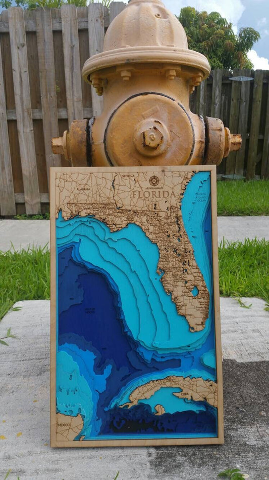 Florida Map birchplywood 12 layers, wood map, laser cut map