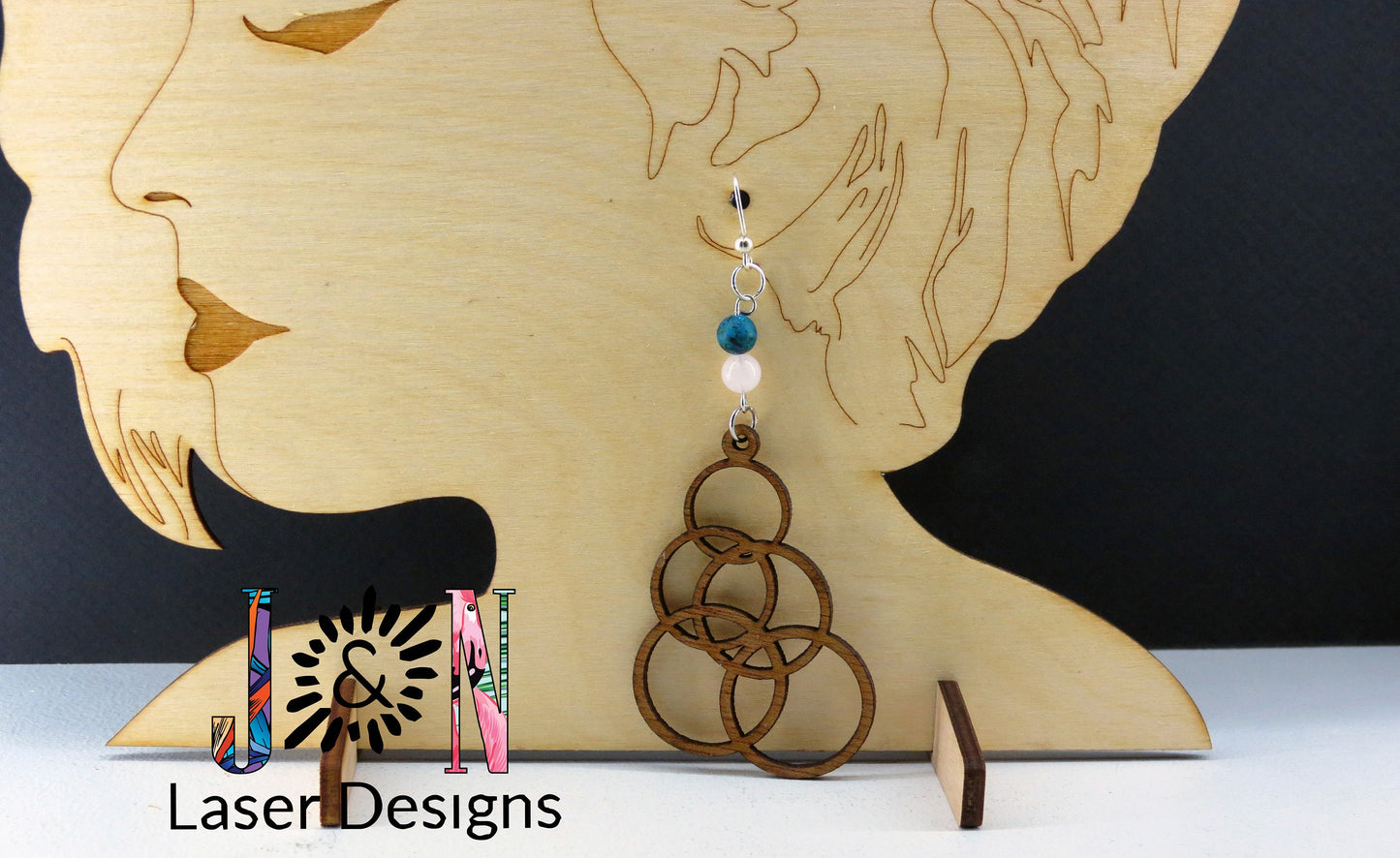 Wood earrings , Geometric earrings, Laser cut earrings, for Her