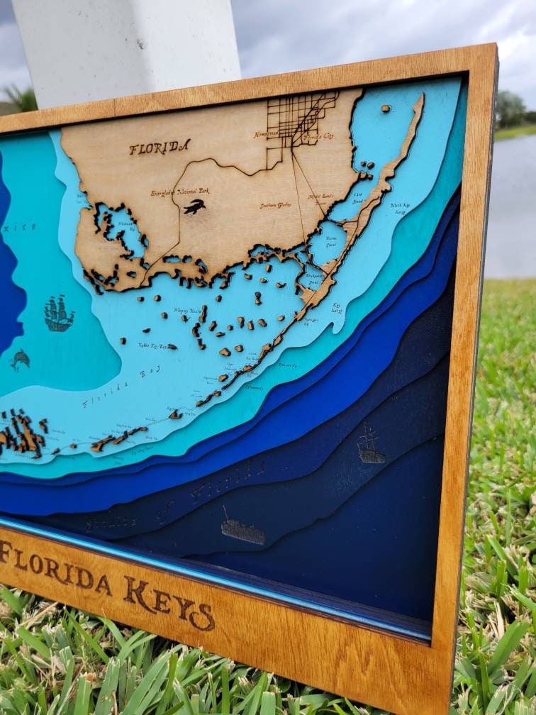 Florida Keys Map, Wood Map, Map