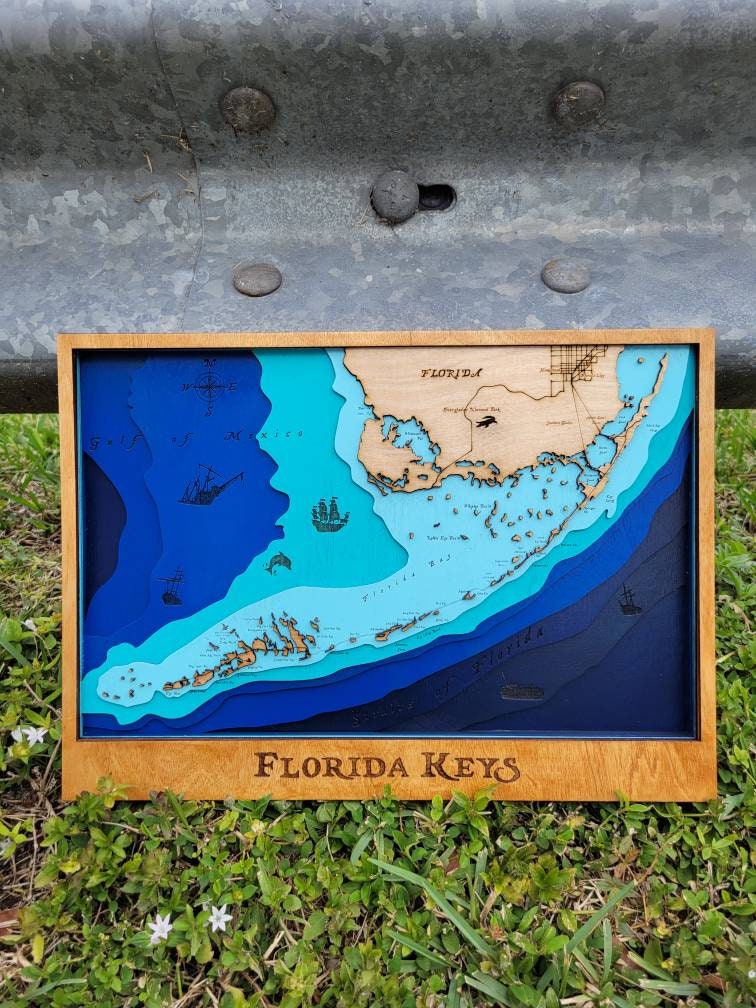 Florida Keys Map, Wood Map, Map