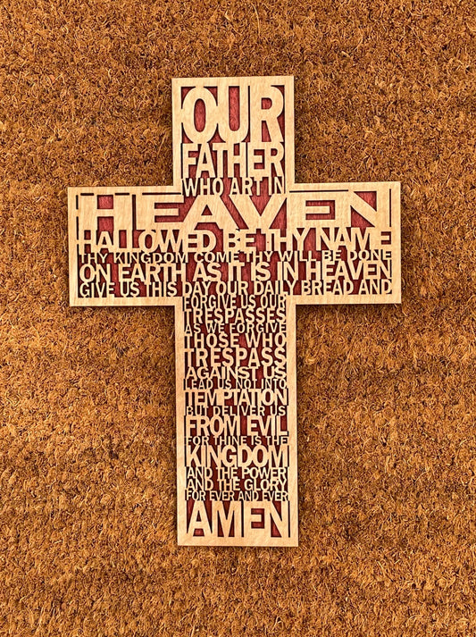 Wood cross, The Lord’s Prayer cross, Laser Cut Cross, cross