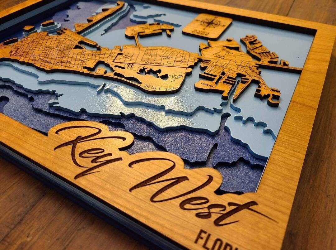 Key West map, Wood Map, map, Florida keys, florida