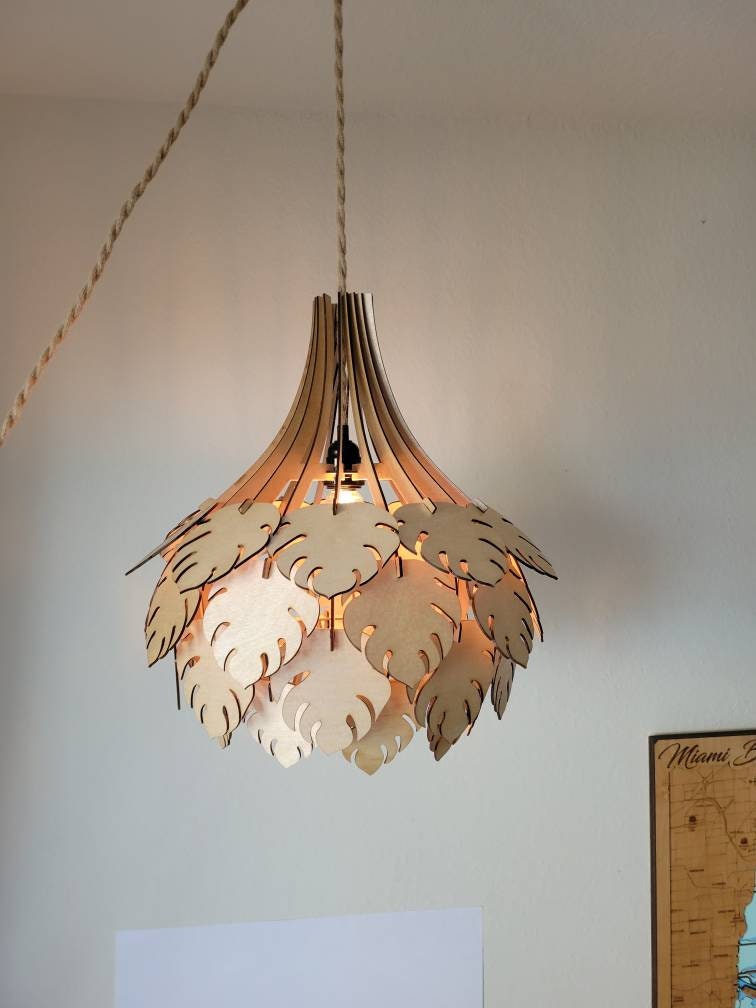 Lamp, Wood Lamp, Leaves lamp, hanging Lamp,